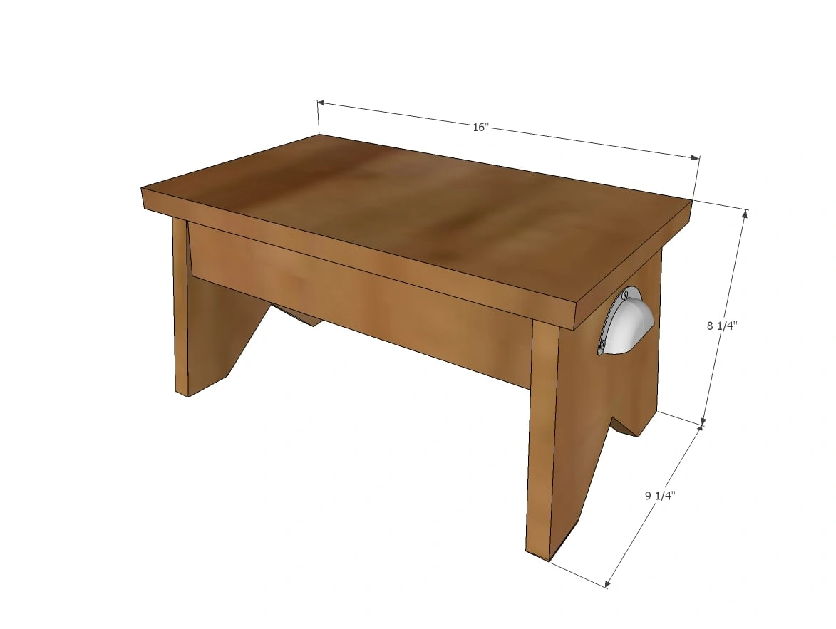 Wood Step Stool Plans with Splayed Legs dimension diagram 1