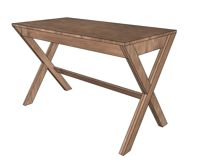 X Desk With Drawer