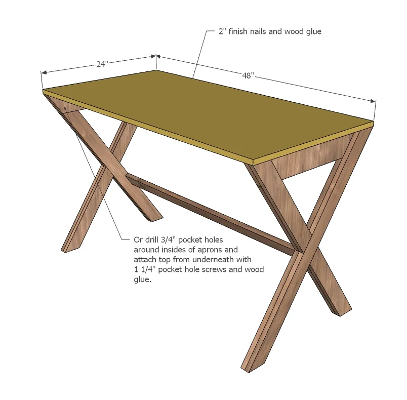 X Desk With Drawer, step 9