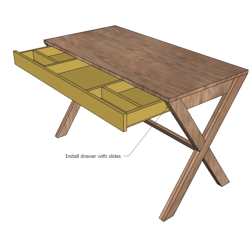 X Desk With Drawer, step 11
