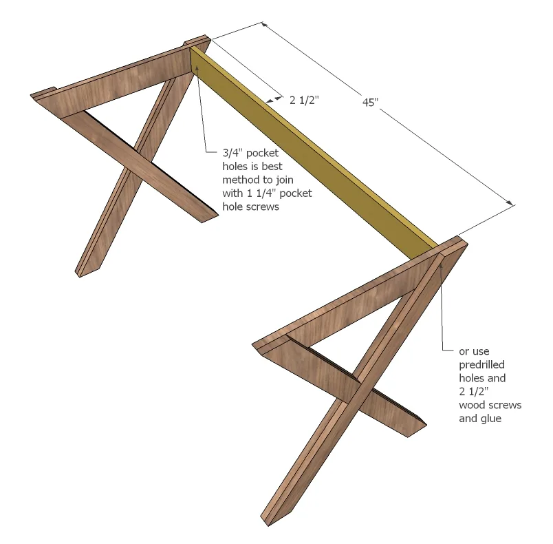 X Desk With Drawer, step 7